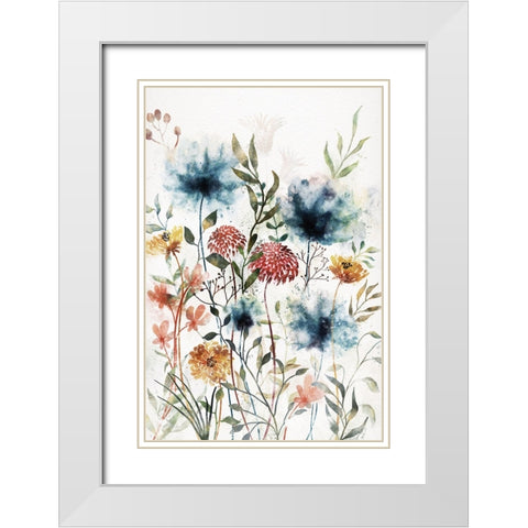 Wildflowers II White Modern Wood Framed Art Print with Double Matting by JJ Design