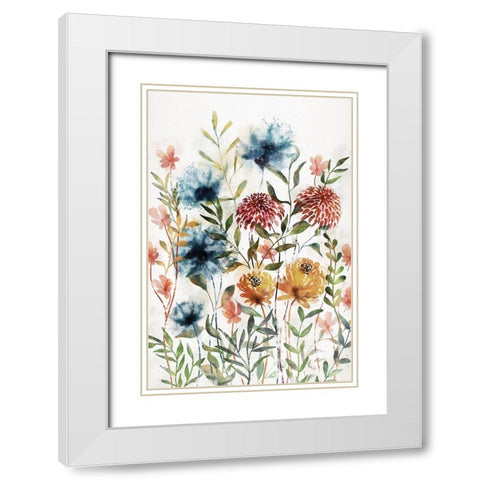 Wildflowers II White Modern Wood Framed Art Print with Double Matting by JJ Design