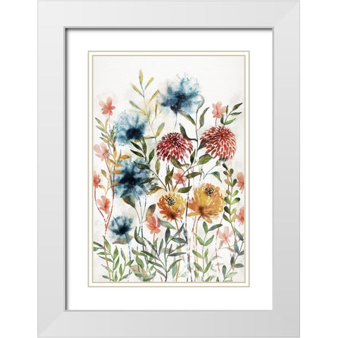 Wildflowers II White Modern Wood Framed Art Print with Double Matting by JJ Design