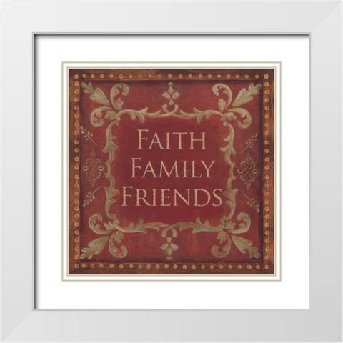 Faith-Family-Friends White Modern Wood Framed Art Print with Double Matting by Moulton, Jo
