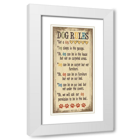 Dog Rules White Modern Wood Framed Art Print with Double Matting by Moulton, Jo