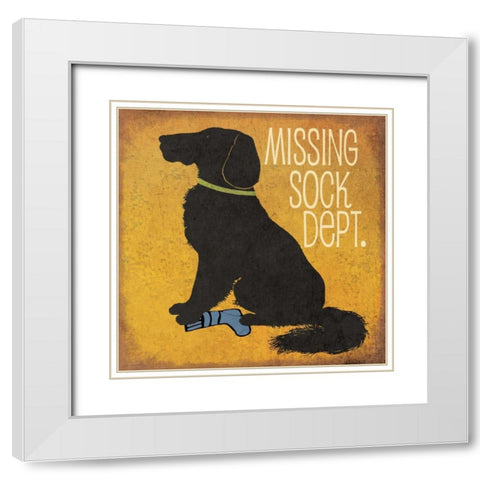 Missing Sock Department White Modern Wood Framed Art Print with Double Matting by Moulton, Jo