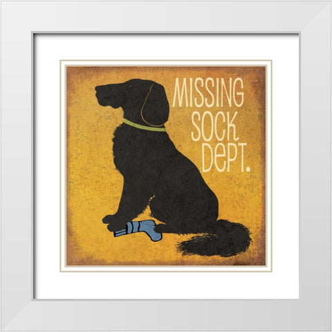 Missing Sock Department White Modern Wood Framed Art Print with Double Matting by Moulton, Jo