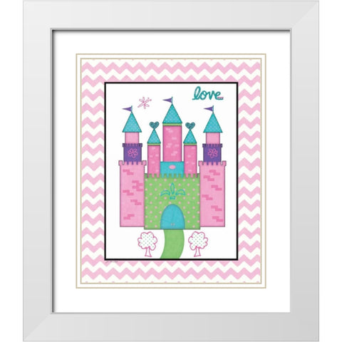 Princess Castle White Modern Wood Framed Art Print with Double Matting by Moulton, Jo