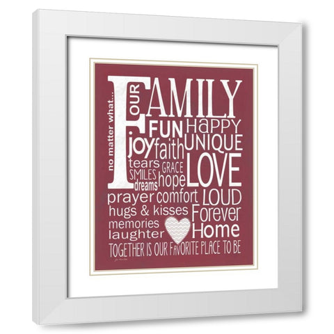 Family - Winter Berry White Modern Wood Framed Art Print with Double Matting by Moulton, Jo