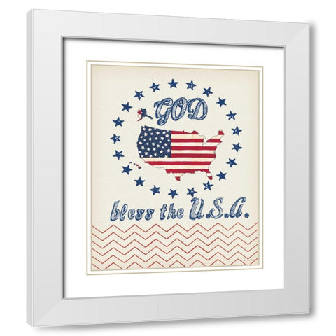 God Bless the USA White Modern Wood Framed Art Print with Double Matting by Moulton, Jo