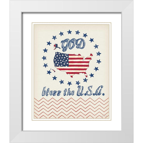 God Bless the USA White Modern Wood Framed Art Print with Double Matting by Moulton, Jo