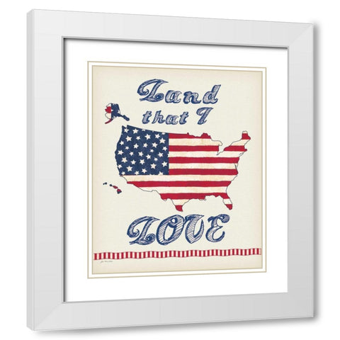 Flag Land I Love White Modern Wood Framed Art Print with Double Matting by Moulton, Jo