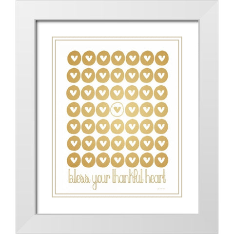 Faux Gold Bless Your Thankful Heart White Modern Wood Framed Art Print with Double Matting by Moulton, Jo