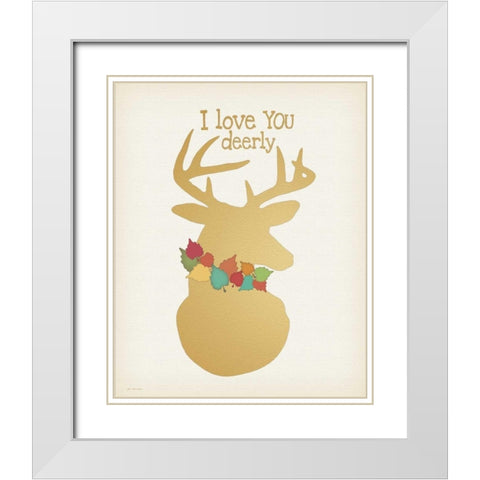 I Love You Deerly White Modern Wood Framed Art Print with Double Matting by Moulton, Jo