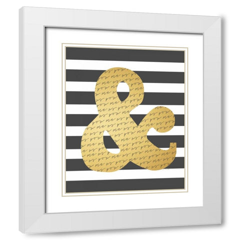 Faux Gold Ampersand White Modern Wood Framed Art Print with Double Matting by Moulton, Jo