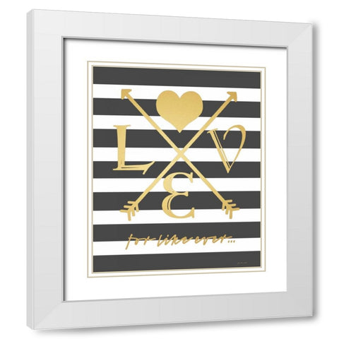 Faux Gold For Like Ever White Modern Wood Framed Art Print with Double Matting by Moulton, Jo