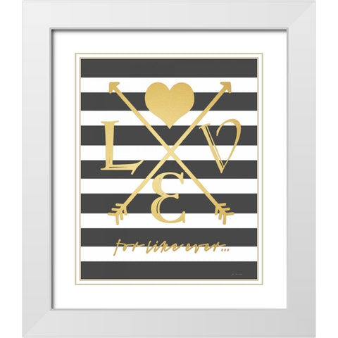 Faux Gold For Like Ever White Modern Wood Framed Art Print with Double Matting by Moulton, Jo