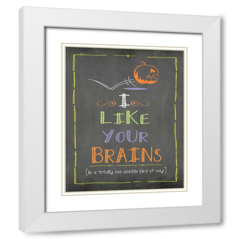 Brains White Modern Wood Framed Art Print with Double Matting by Moulton, Jo