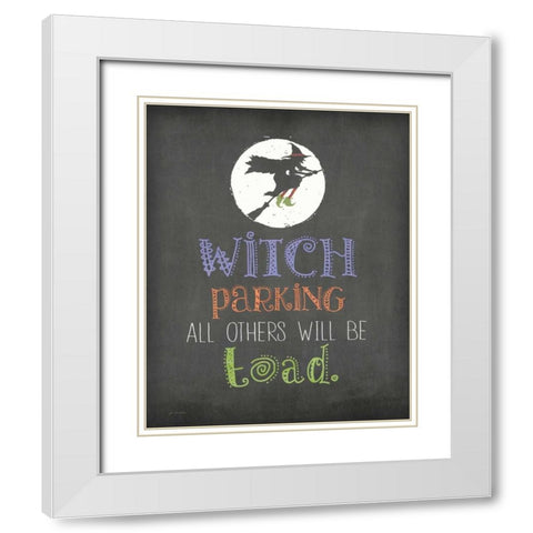 Witch Parking White Modern Wood Framed Art Print with Double Matting by Moulton, Jo