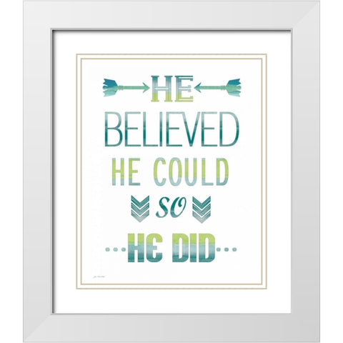 He Believed White Modern Wood Framed Art Print with Double Matting by Moulton, Jo