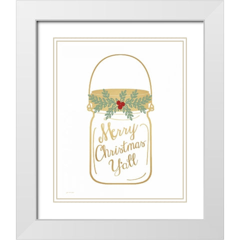 Merry Christmas Yall White Modern Wood Framed Art Print with Double Matting by Moulton, Jo
