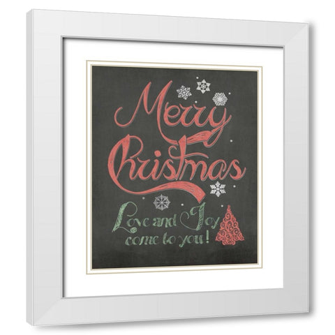 Merry Christmas White Modern Wood Framed Art Print with Double Matting by Moulton, Jo