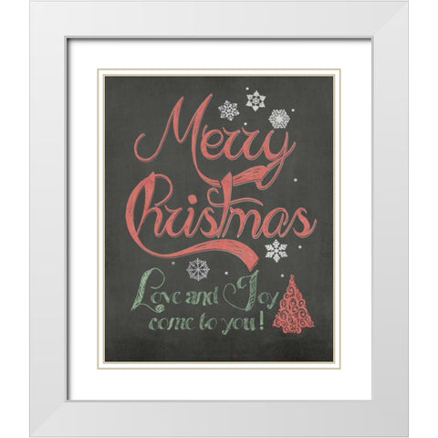 Merry Christmas White Modern Wood Framed Art Print with Double Matting by Moulton, Jo