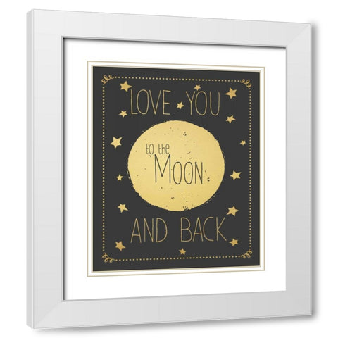To the Moon - Grey White Modern Wood Framed Art Print with Double Matting by Moulton, Jo