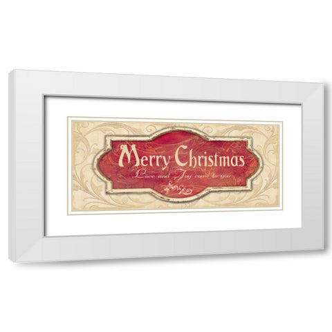 Merry Christmas White Modern Wood Framed Art Print with Double Matting by Moulton, Jo