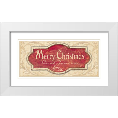 Merry Christmas White Modern Wood Framed Art Print with Double Matting by Moulton, Jo