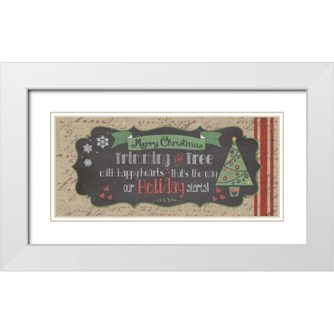 Merry Christmas White Modern Wood Framed Art Print with Double Matting by Moulton, Jo