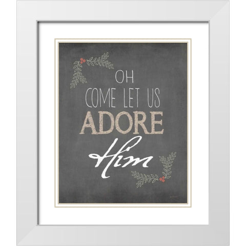 Adore Him White Modern Wood Framed Art Print with Double Matting by Moulton, Jo