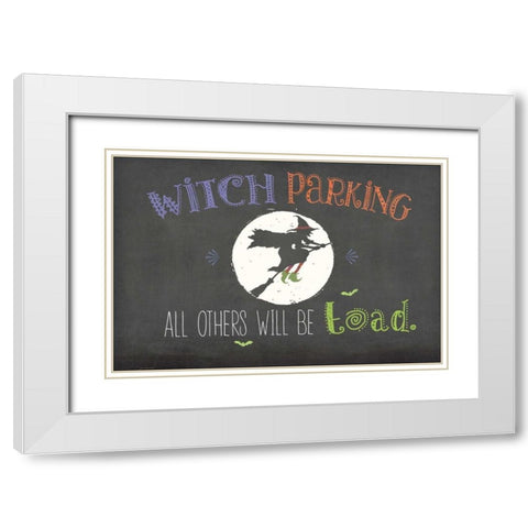 Witch Parking White Modern Wood Framed Art Print with Double Matting by Moulton, Jo