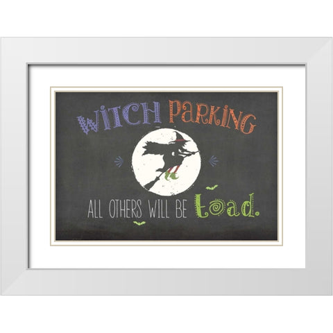 Witch Parking White Modern Wood Framed Art Print with Double Matting by Moulton, Jo