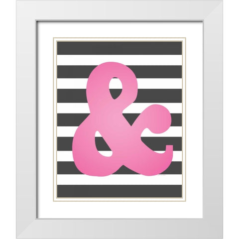 Faux Pink Ampersand 2 White Modern Wood Framed Art Print with Double Matting by Moulton, Jo