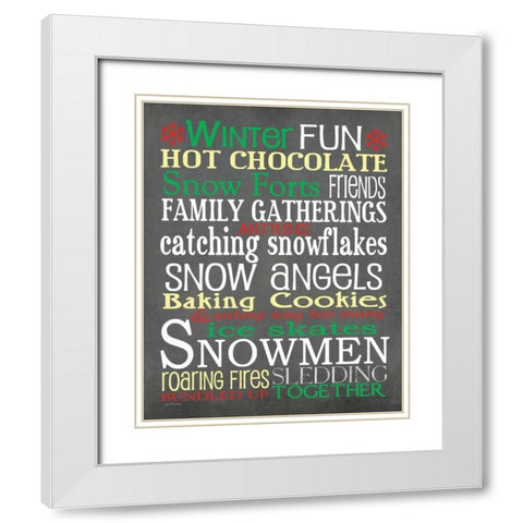 Winter Fun   White Modern Wood Framed Art Print with Double Matting by Moulton, Jo