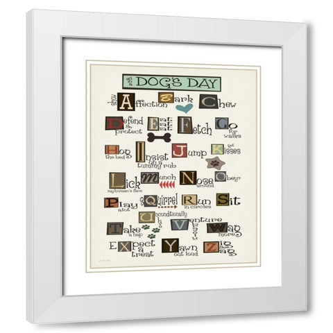 Dog Alphabet White Modern Wood Framed Art Print with Double Matting by Moulton, Jo