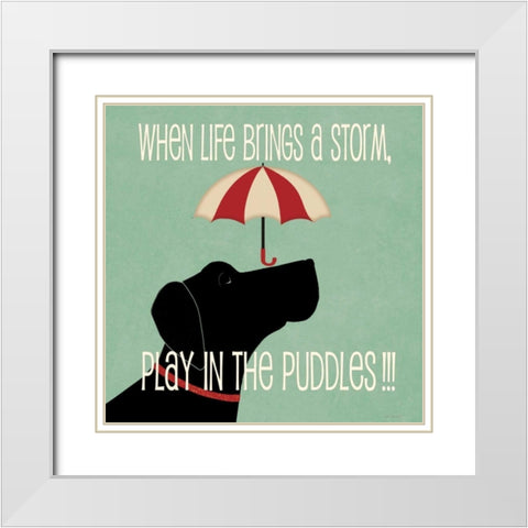 Puddles White Modern Wood Framed Art Print with Double Matting by Moulton, Jo