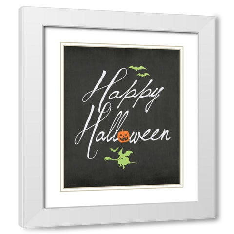Happy Halloween White Modern Wood Framed Art Print with Double Matting by Moulton, Jo