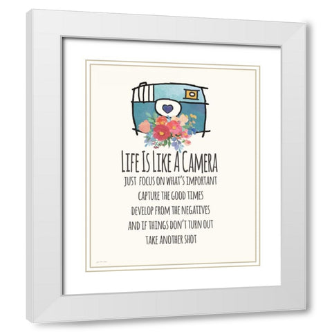Life is Like a Camera White Modern Wood Framed Art Print with Double Matting by Moulton, Jo