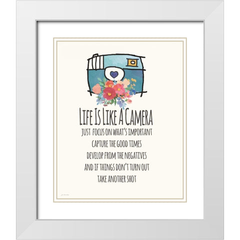 Life is Like a Camera White Modern Wood Framed Art Print with Double Matting by Moulton, Jo