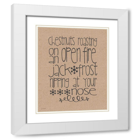Burlap Chestnuts Roasting White Modern Wood Framed Art Print with Double Matting by Moulton, Jo