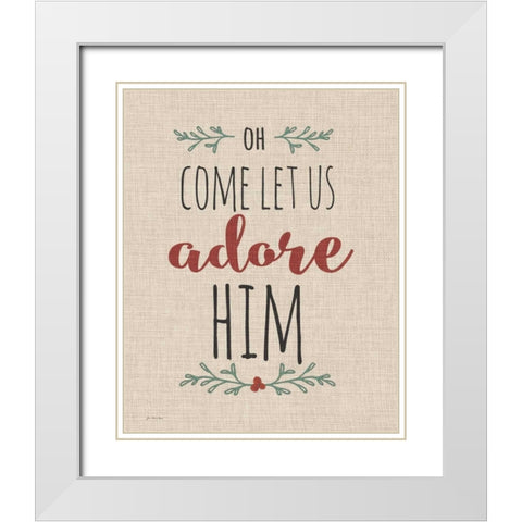Adore Him Linen White Modern Wood Framed Art Print with Double Matting by Moulton, Jo