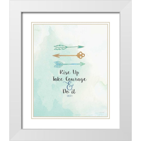 Take Courage White Modern Wood Framed Art Print with Double Matting by Moulton, Jo