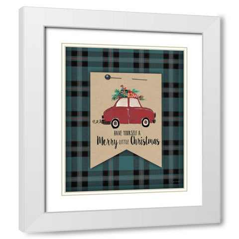 Merry Little Christmas Plaid White Modern Wood Framed Art Print with Double Matting by Moulton, Jo