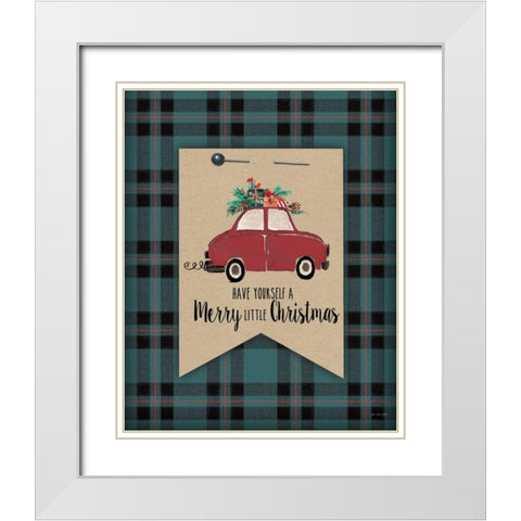 Merry Little Christmas Plaid White Modern Wood Framed Art Print with Double Matting by Moulton, Jo