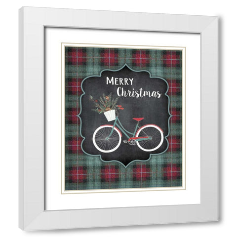 Merry Christmas Bike White Modern Wood Framed Art Print with Double Matting by Moulton, Jo