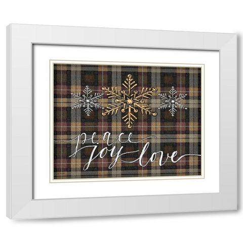 Peace Joy Love White Modern Wood Framed Art Print with Double Matting by Moulton, Jo