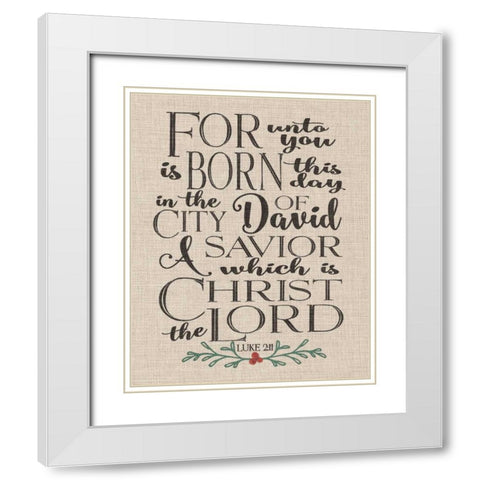 Luke 2-11 Linen White Modern Wood Framed Art Print with Double Matting by Moulton, Jo