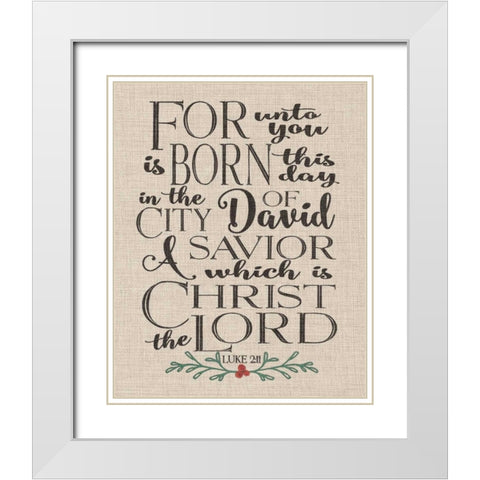 Luke 2-11 Linen White Modern Wood Framed Art Print with Double Matting by Moulton, Jo
