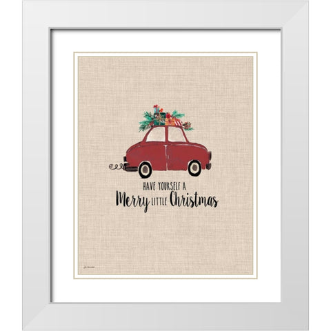 Merry Little Christmas White Modern Wood Framed Art Print with Double Matting by Moulton, Jo