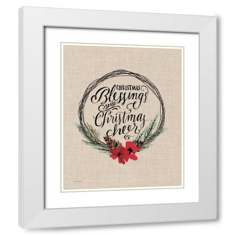 Christmas Blessings White Modern Wood Framed Art Print with Double Matting by Moulton, Jo