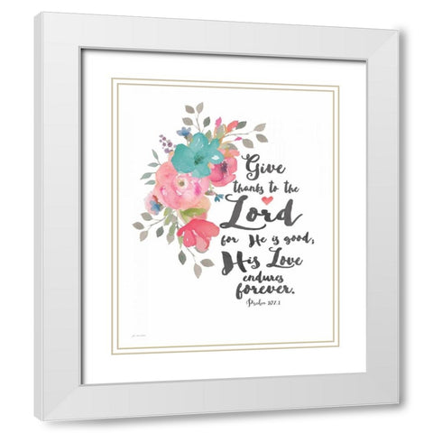 Give Thanks to the Lord White Modern Wood Framed Art Print with Double Matting by Moulton, Jo