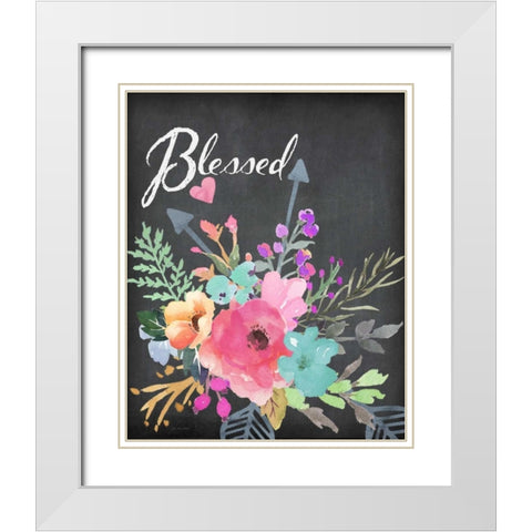 Blessed White Modern Wood Framed Art Print with Double Matting by Moulton, Jo